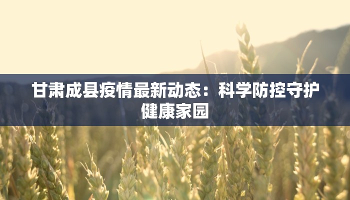 甘肃成县疫情最新动态：科学防控守护健康家园